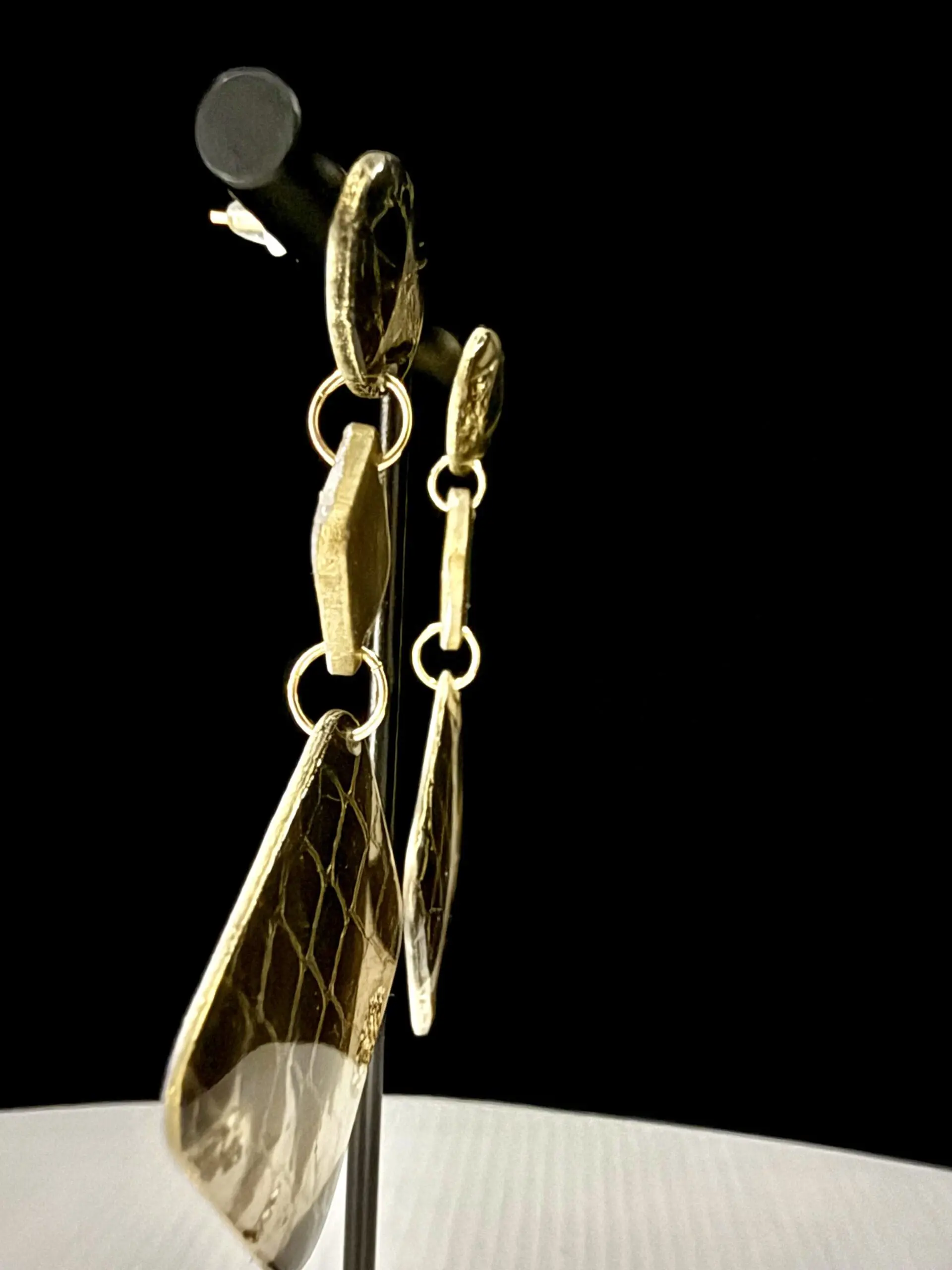 Guilded Luxe Snake Skin Geo Stacked Dangle Earrings - Image 2