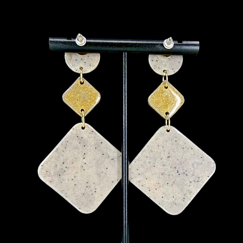 Guilded Luxe Snake Skin Geo Stacked Dangle Earrings - Image 3