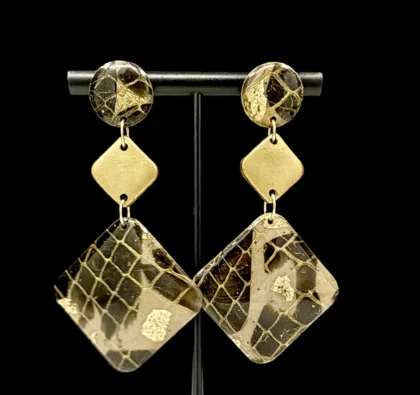 Guilded Luxe Snake Skin Geo Stacked Dangle Earrings