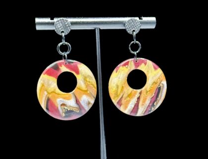 Sunset Flame Hoop Dangle Earrings