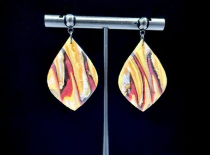 Sunset Flame Wide Teardrop Drop Earrings