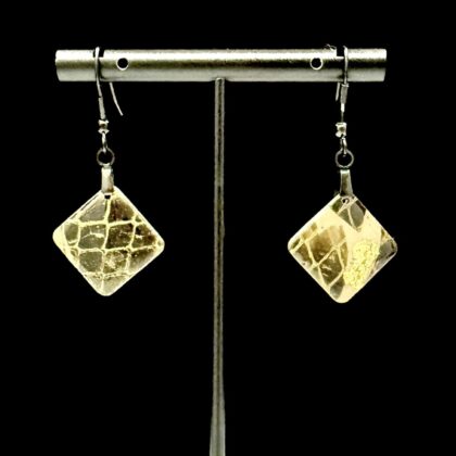 Snake Skin Small Diamond Drop Earrings