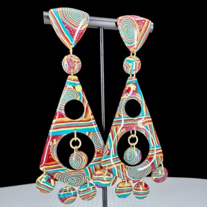Abstract Swirl Couture Triangle Dangle Earrings