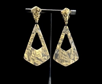 Black And Gold Large Modern Triangle Drop Earrings