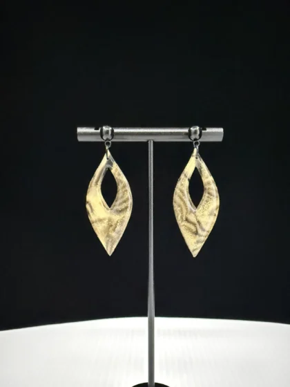 Black and Gold Open Marquise Teardrop Earrings