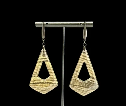 Black and Gold Layered Triangle Drop Earrings