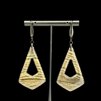 Black and Gold Layered Triangle Drop Earrings