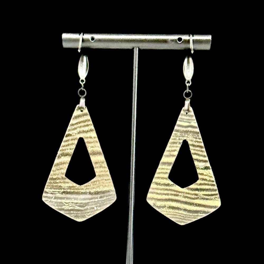 Black and Gold Layered Triangle Drop Earrings - Image 2