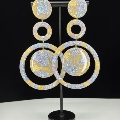 Sand and Coral Multi Hoop Dangle Earrings