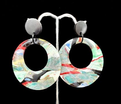 Marbled Lava Large Hoop Earrings