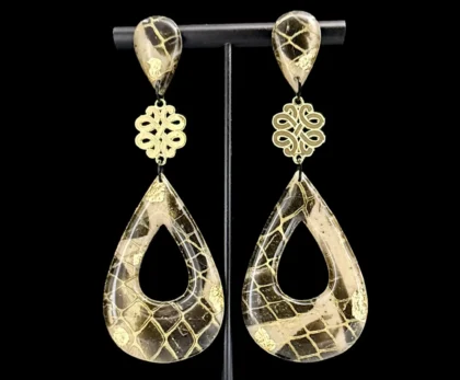 Snake Skin Elongated Teardrop Dangle Earrings