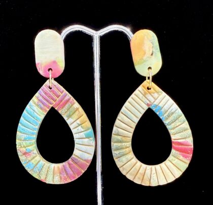 Muddled Crimson Teardrop Statement Earrings