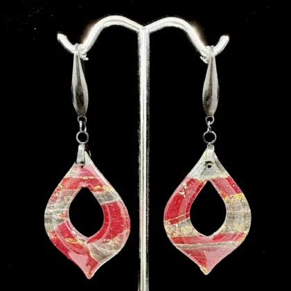 Bloodstone Noir Open Teardrop Marquise Earrings
