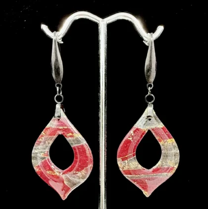 Bloodstone Noir Open Teardrop Marquise Earrings