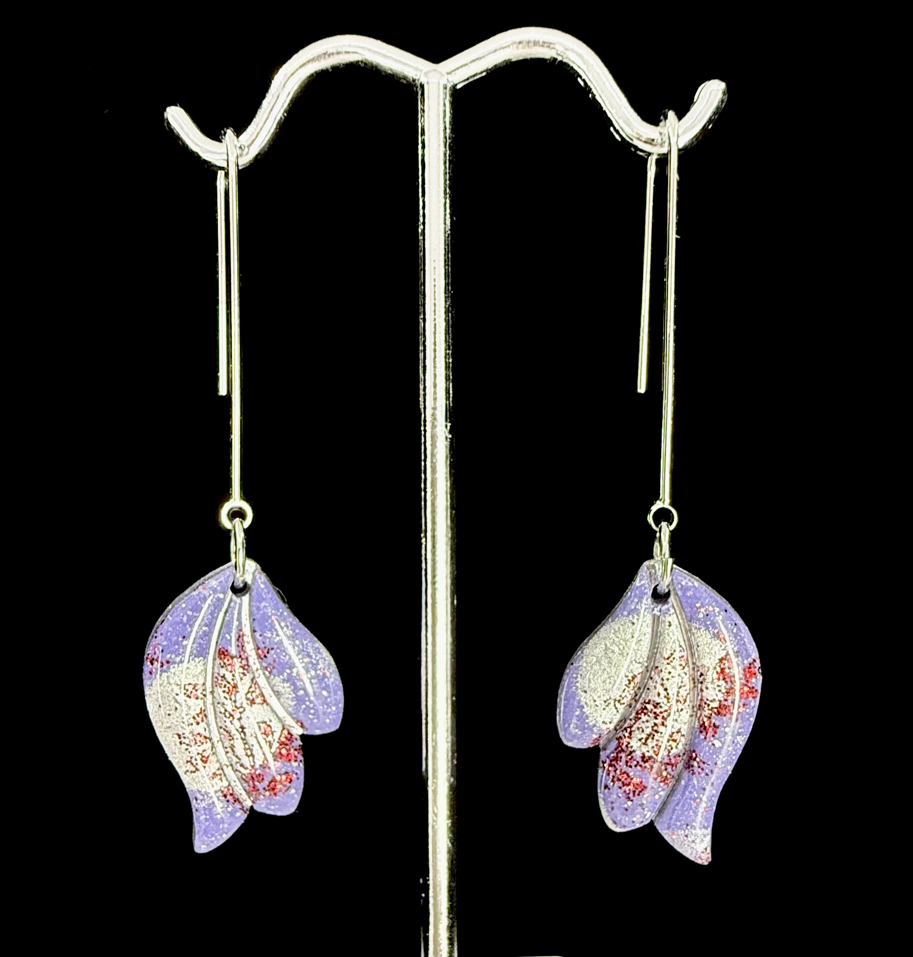 Lavender Shimmer Wing Dangle Earrings