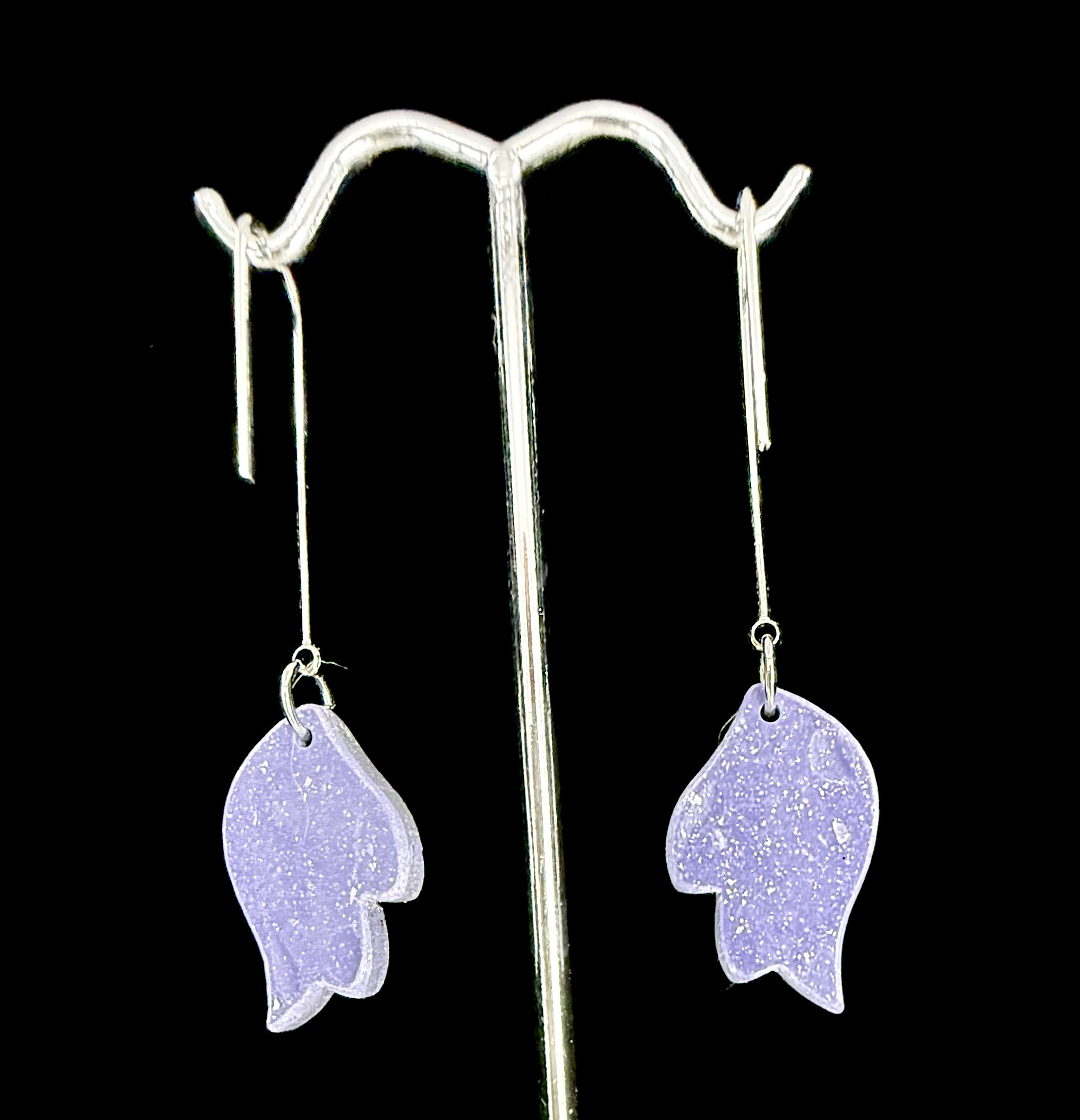 Lavender Shimmer Wing Dangle Earrings - Image 2