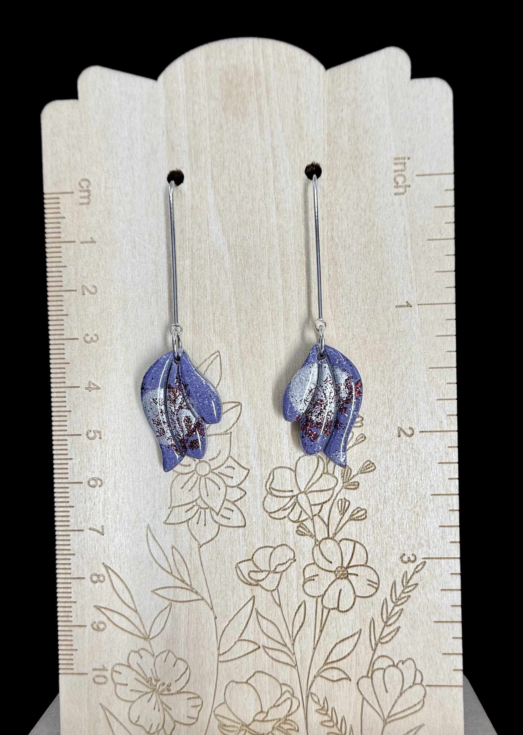 Lavender Shimmer Wing Dangle Earrings - Image 3