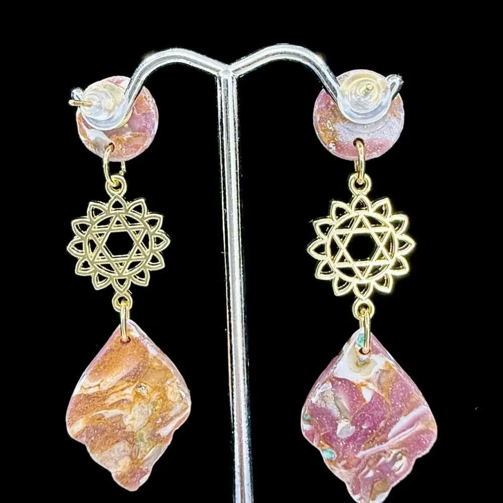 Rose Quartz Inspired Leaf Drop Earrings - Image 2