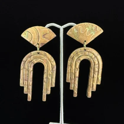 Industrial Punk Geo-Stacked Arch Earrings