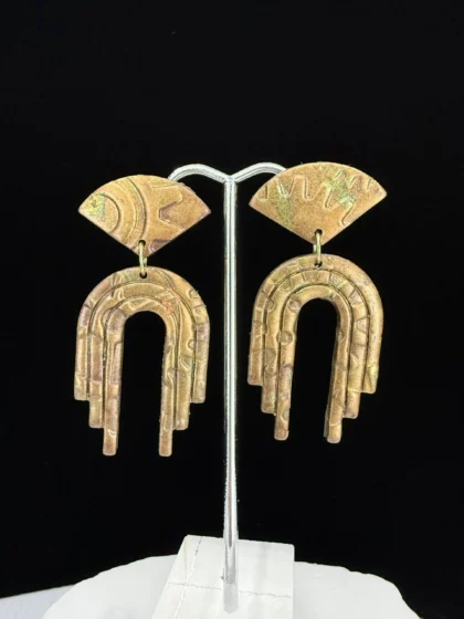 Industrial Punk Geo-Stacked Arch Earrings