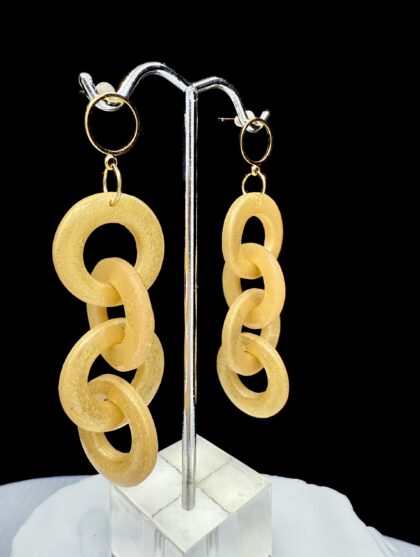 Linked Gold Hoop Dangle Earrings