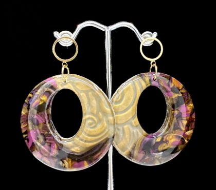 Golden Brocade Plumb Edition Circle Earrings