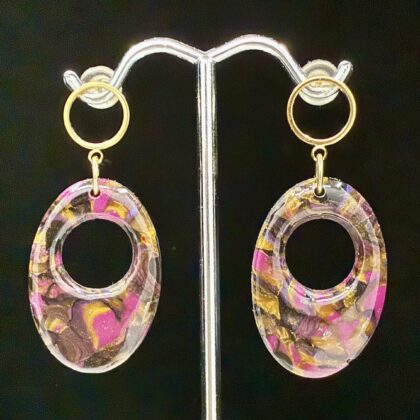 Golden Brocade Plumb Edition Oval Earrings