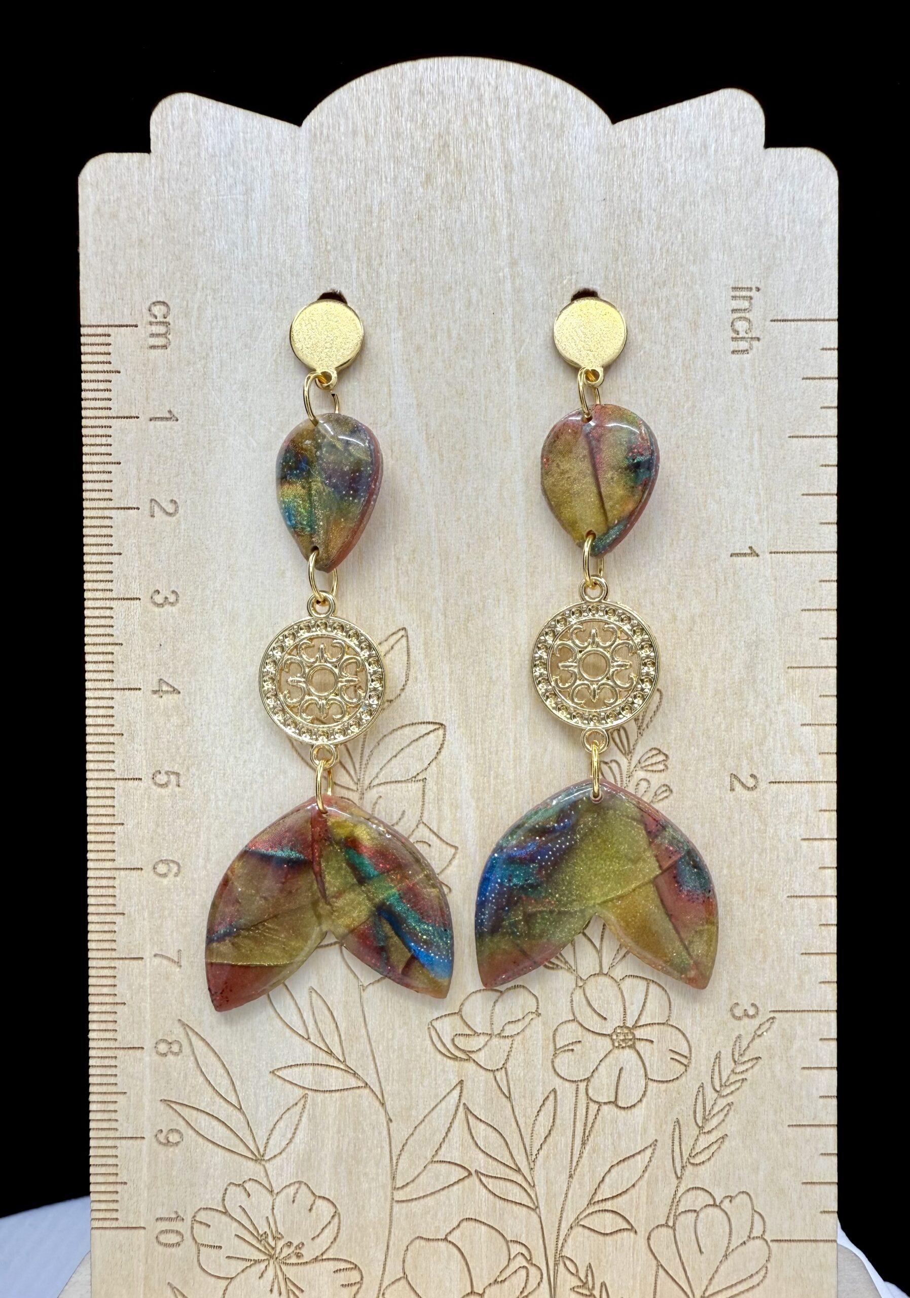 Autumn Radiance Cascading Flower Earrings - Image 3