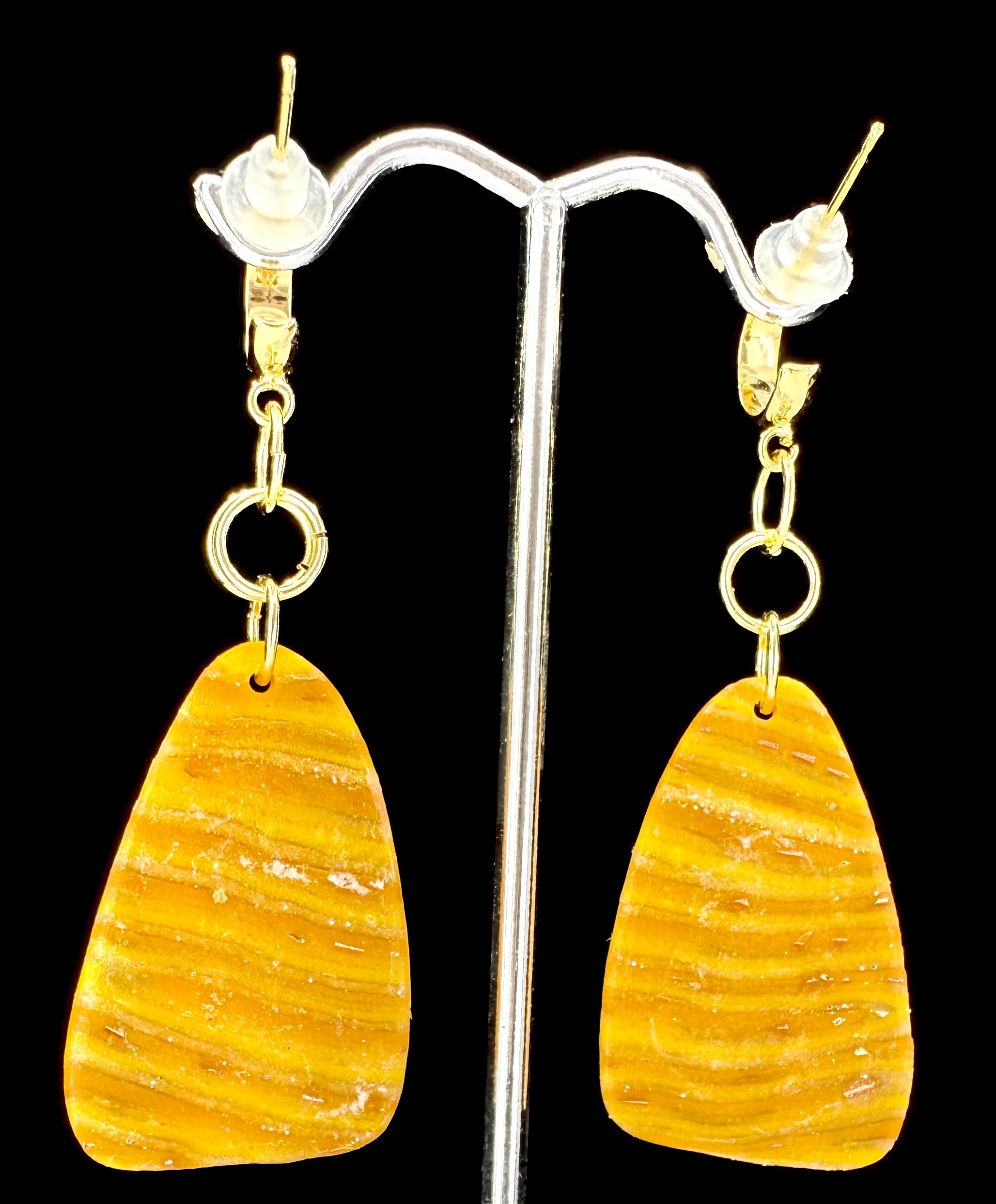 Deconstructed Candy Corn Trapezoid Dangle Earrings - Image 2