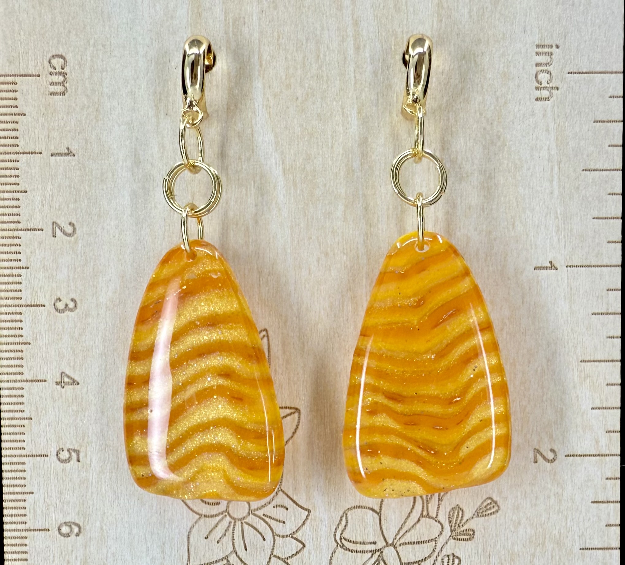Deconstructed Candy Corn Trapezoid Dangle Earrings - Image 3