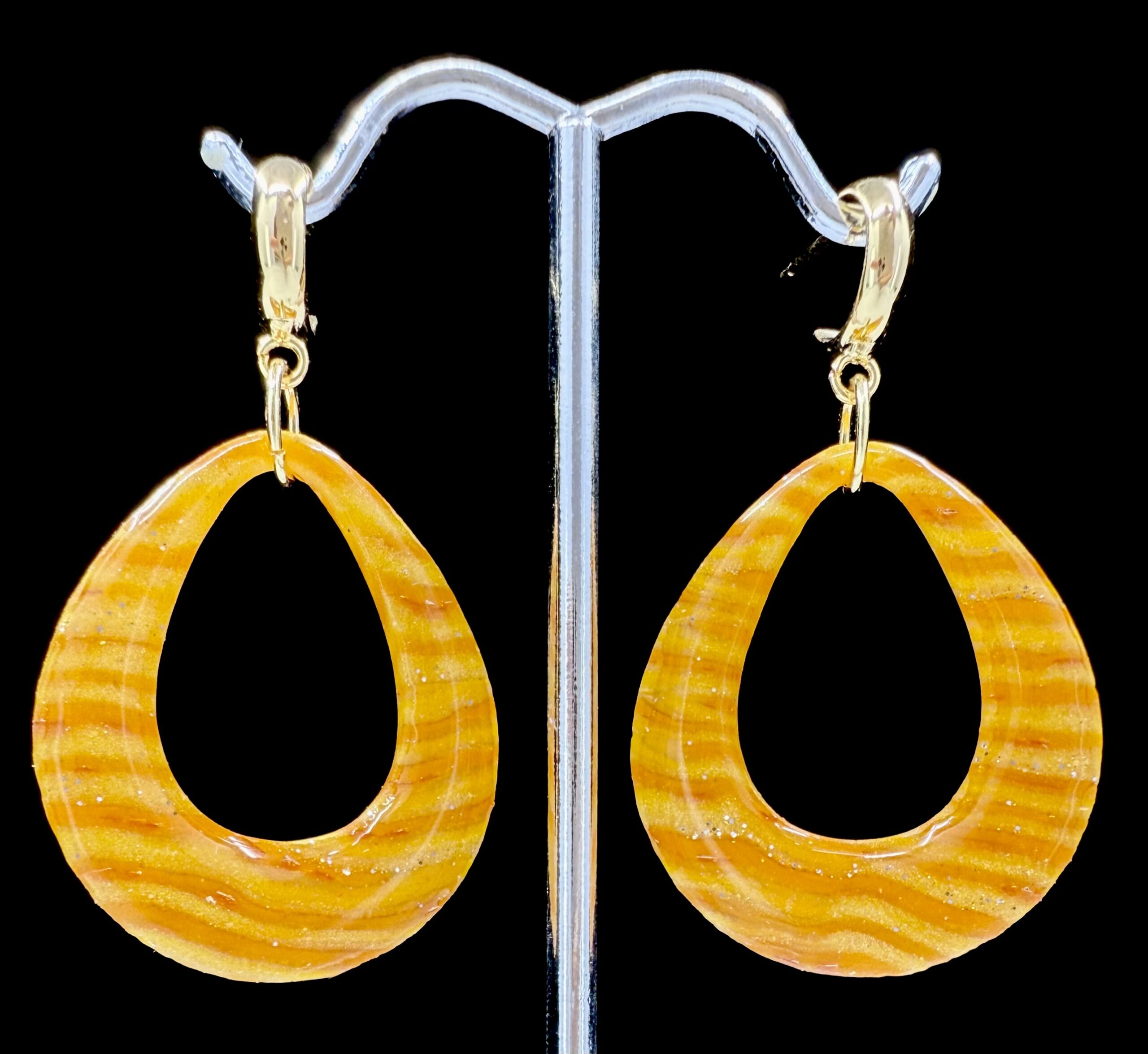 Deconstructed Candy Corn Teardrop Hoop Earrings