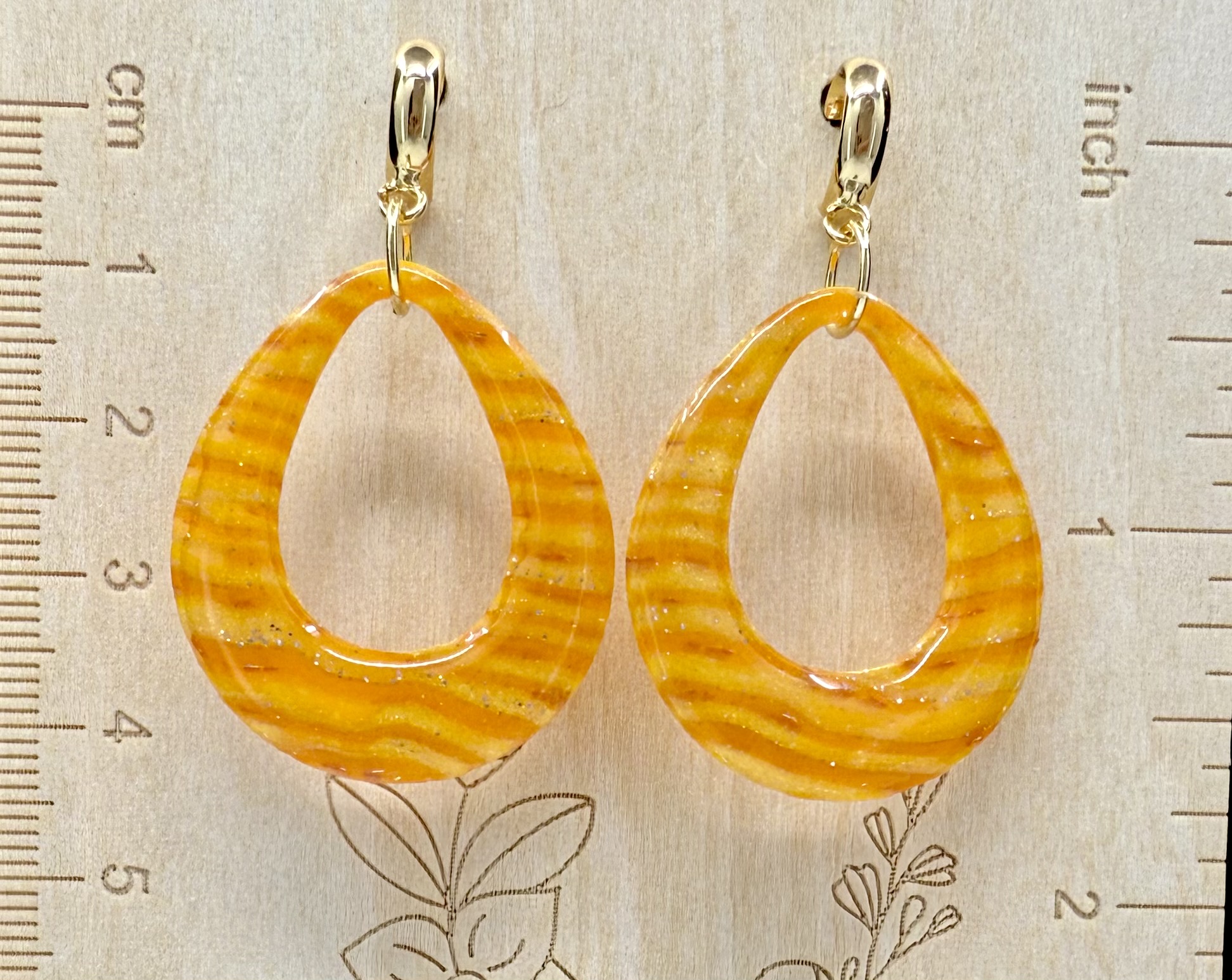 Deconstructed Candy Corn Teardrop Hoop Earrings - Image 3