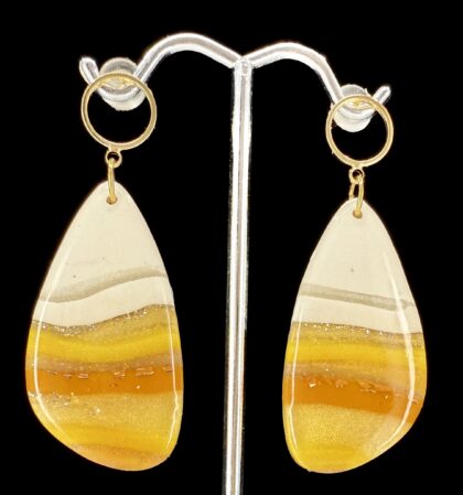 Deconstructed Candy Corn Stripe Teardrop Earrings