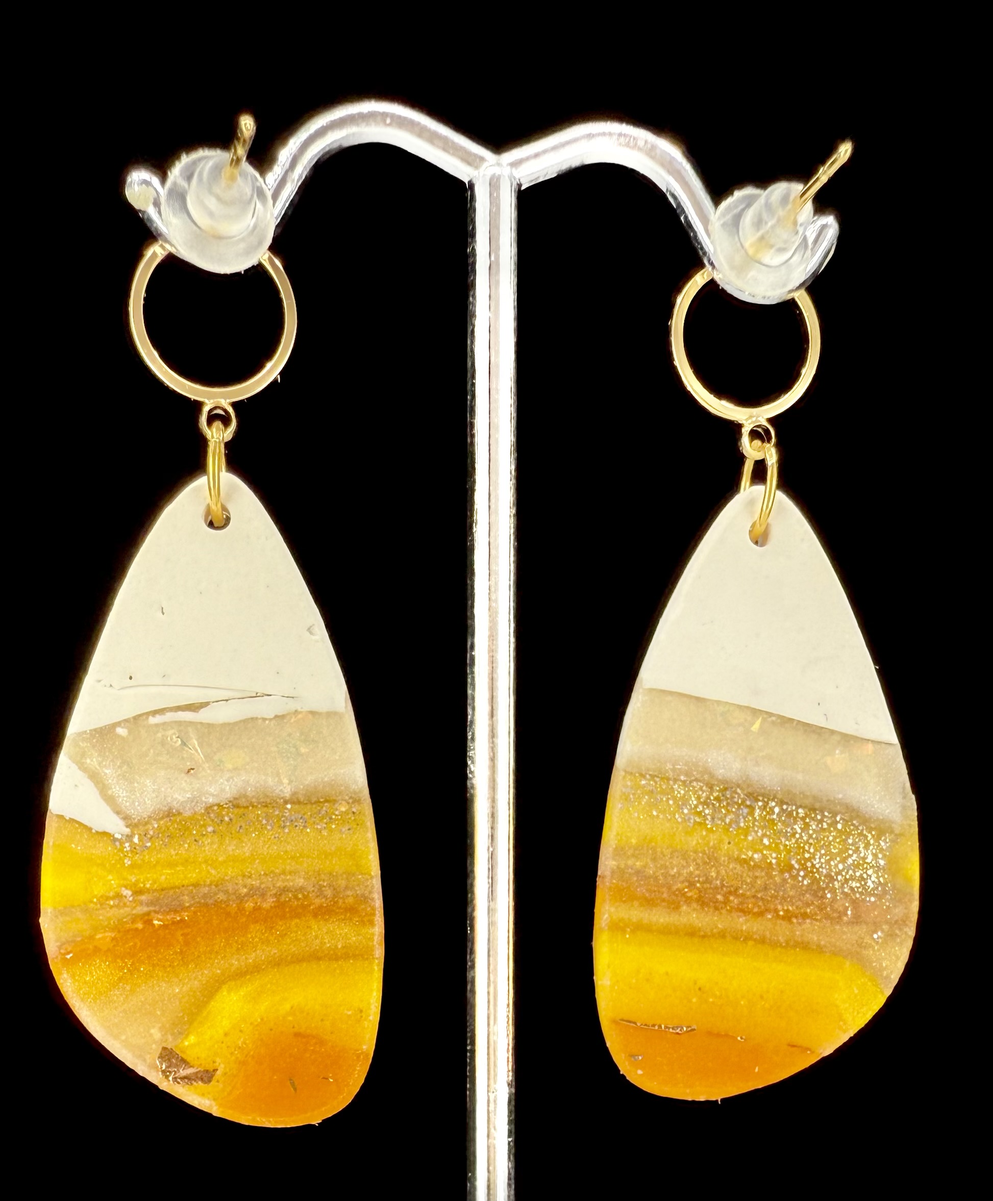 Deconstructed Candy Corn Stripe Teardrop Earrings - Image 2