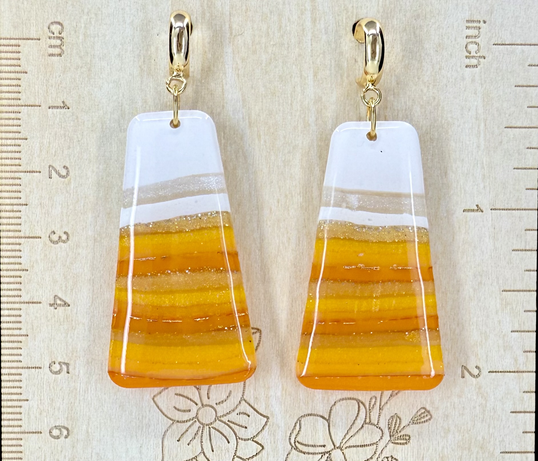 Deconstructed Candy Corn Elongated Trapezoid Earrings - Image 3