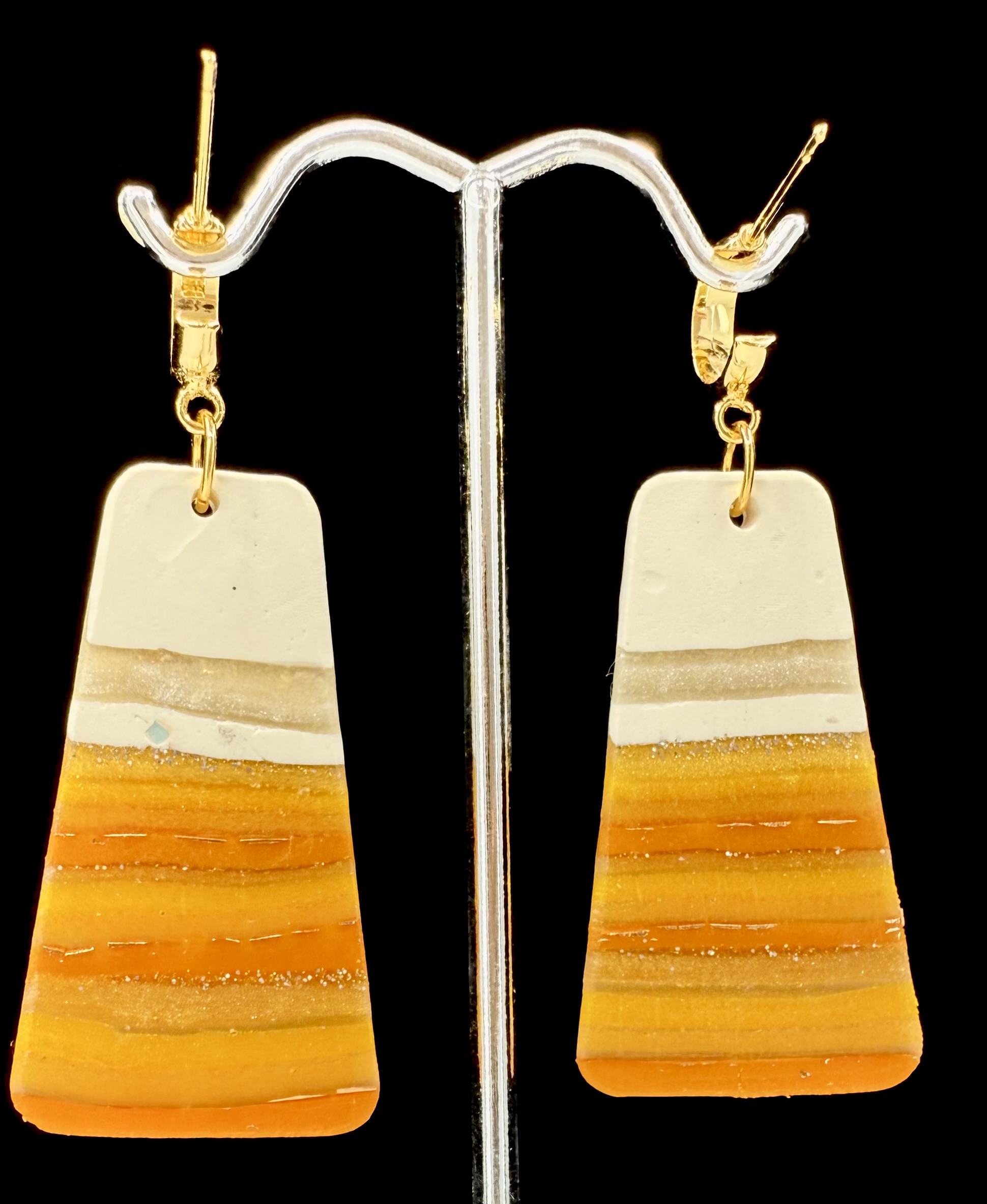 Deconstructed Candy Corn Elongated Trapezoid Earrings - Image 2