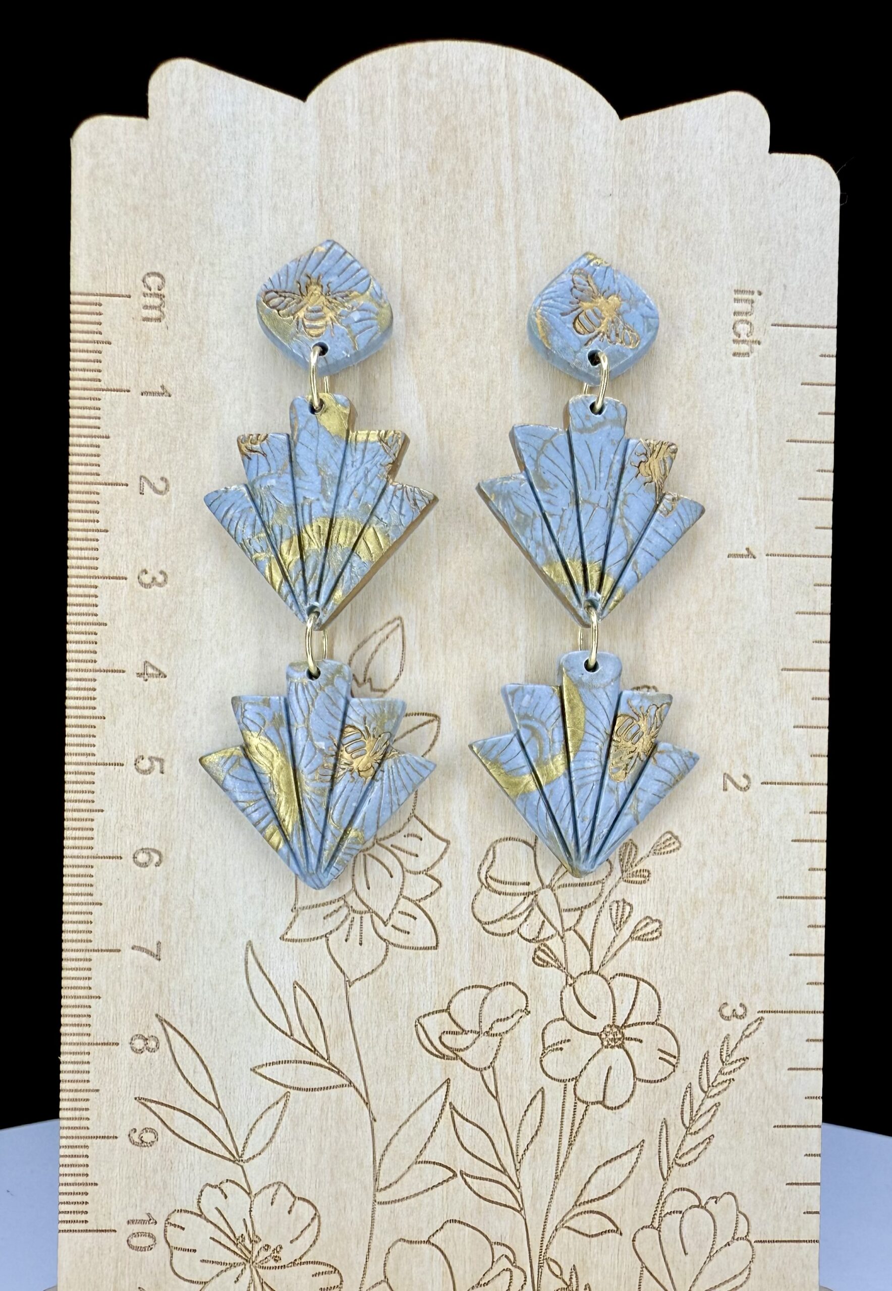 SkyBright Bee Double Fan Drop Earrings - Image 3