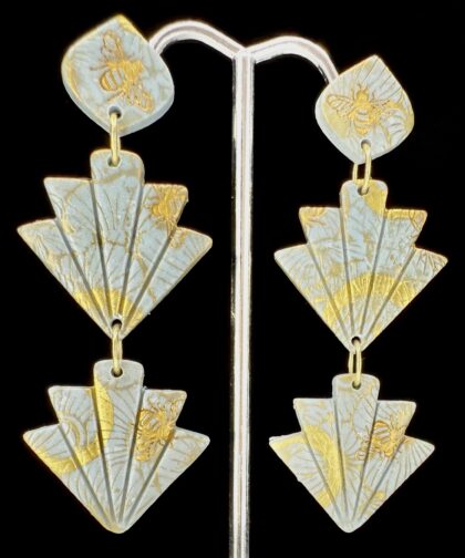 SkyBright Bee Double Fan Drop Earrings