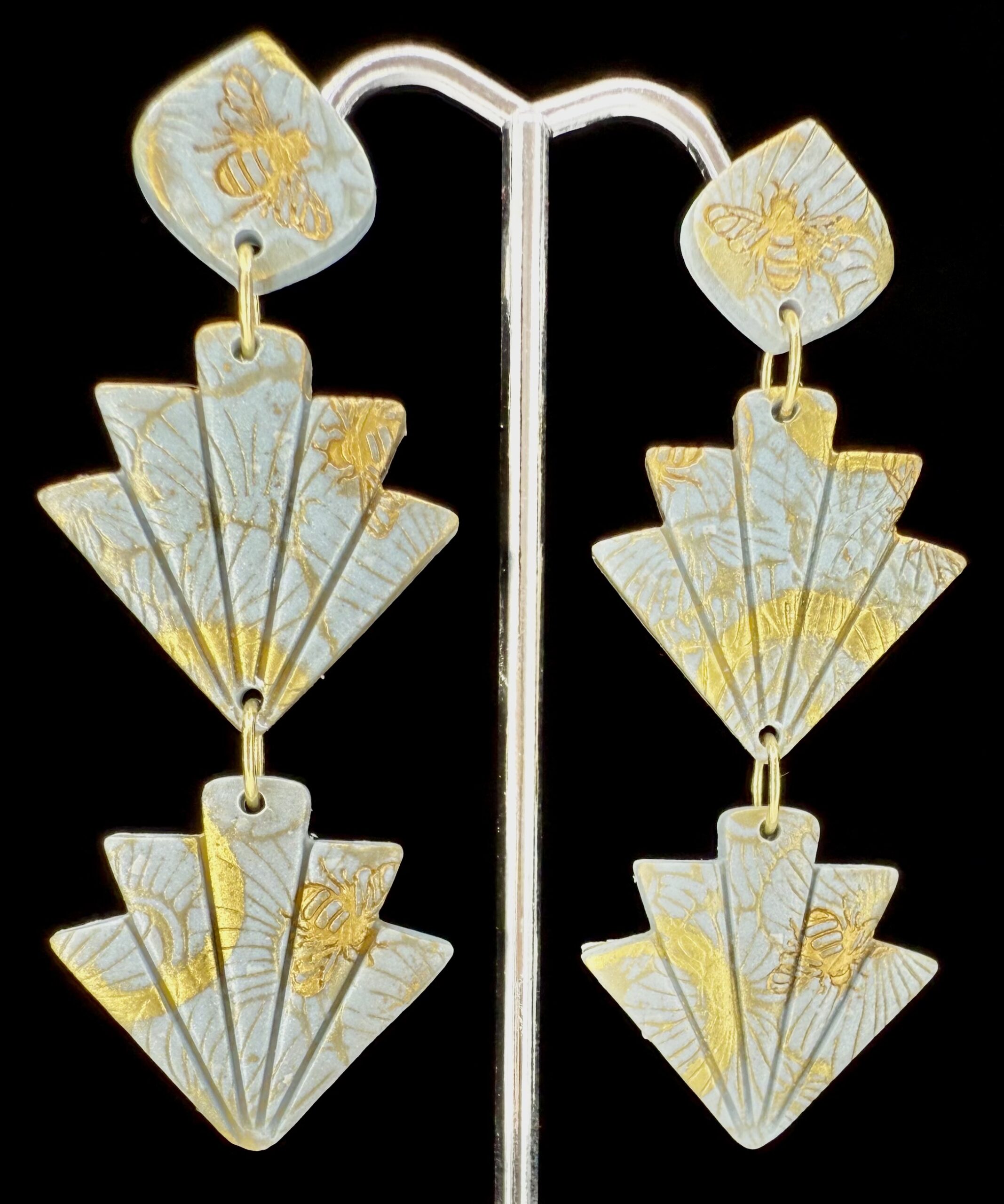 SkyBright Bee Double Fan Drop Earrings
