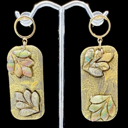 Autumn Harvest Leaves Rectangular Drop Earrings