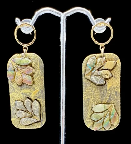 Autumn Harvest Leaves Rectangular Drop Earrings