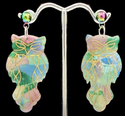 Stained Glass Owl Earrings