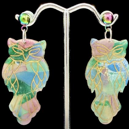 Stained Glass Owl Earrings