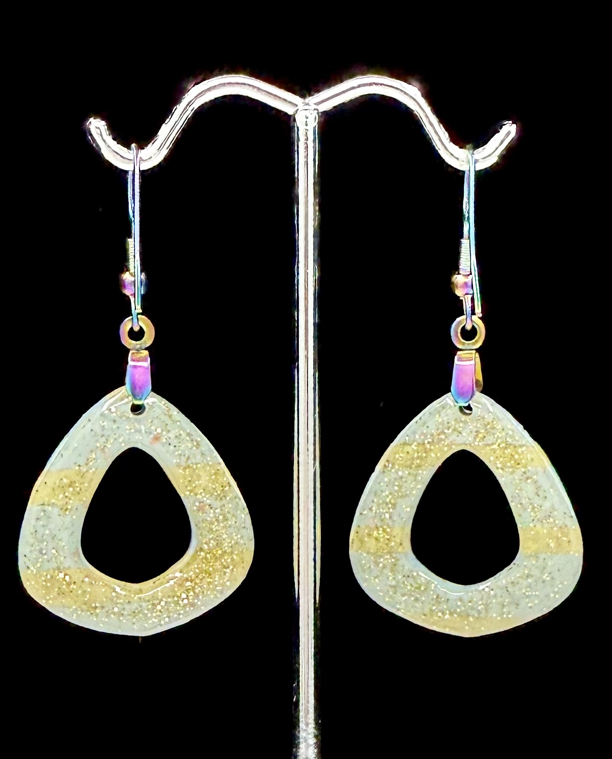 Velvet Stripe Open Triangle Earrings - Image 2