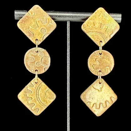 Industrial Punk Geo-Stacked Earrings