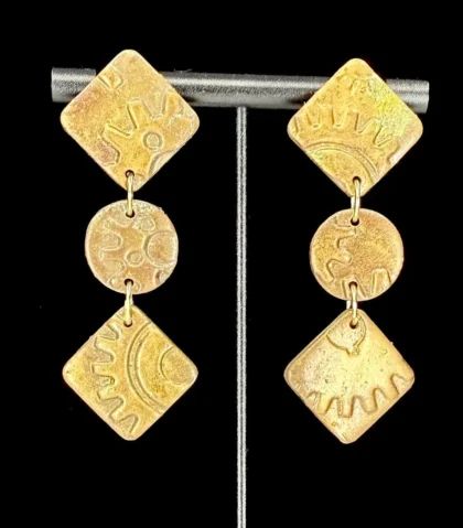 Industrial Punk Geo-Stacked Earrings