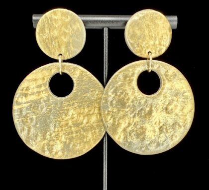 Dented Metal Large Hoop Statement Earrings