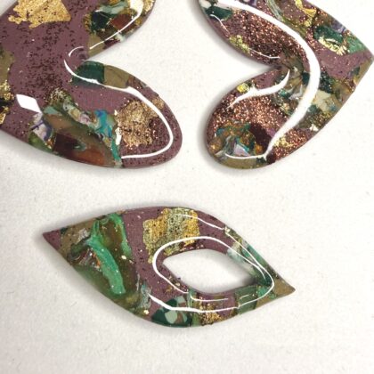 Gilded Plum Mosaic Cabochons