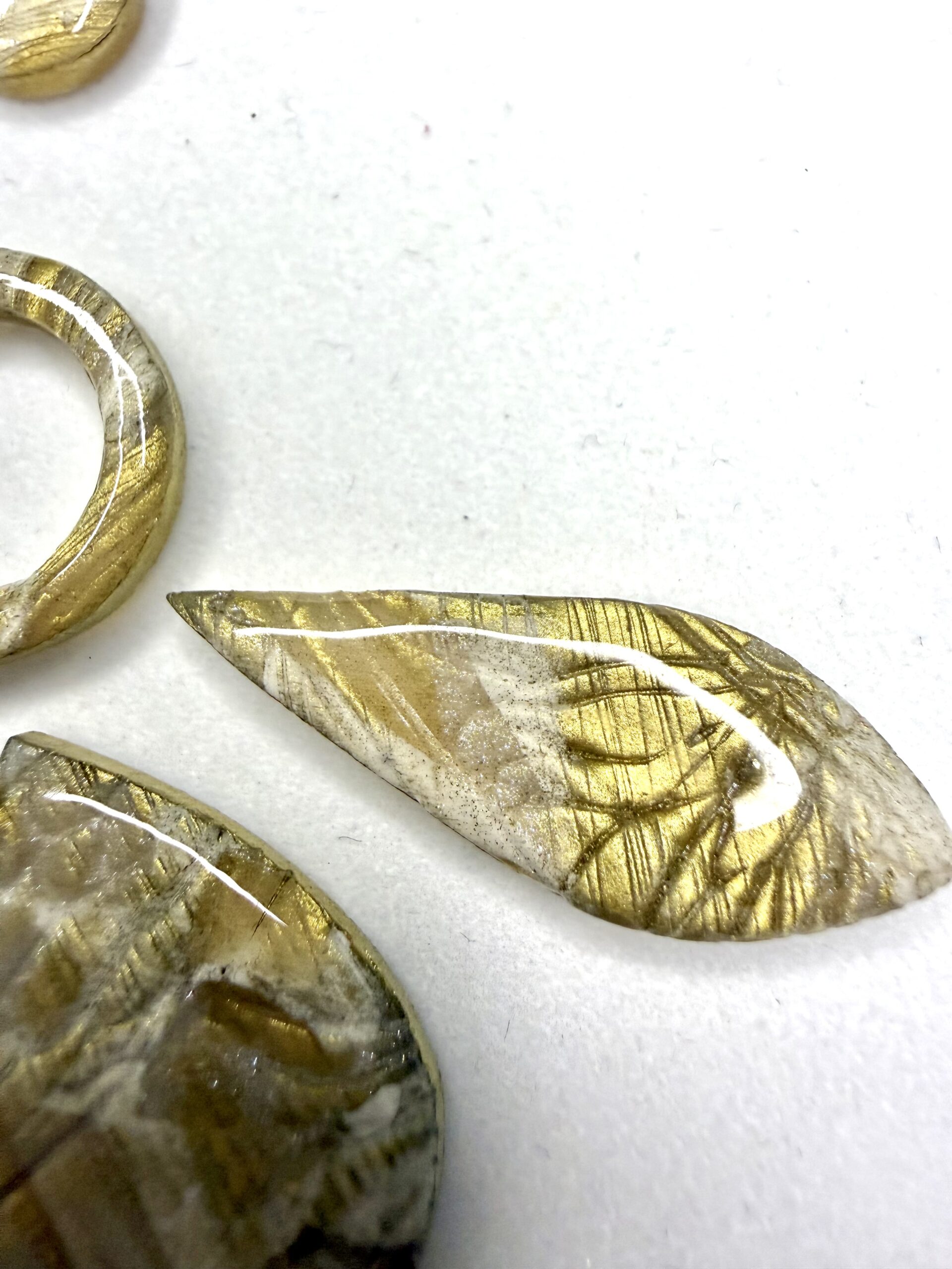 Golden Brushed Floral Cabochons - Image 5