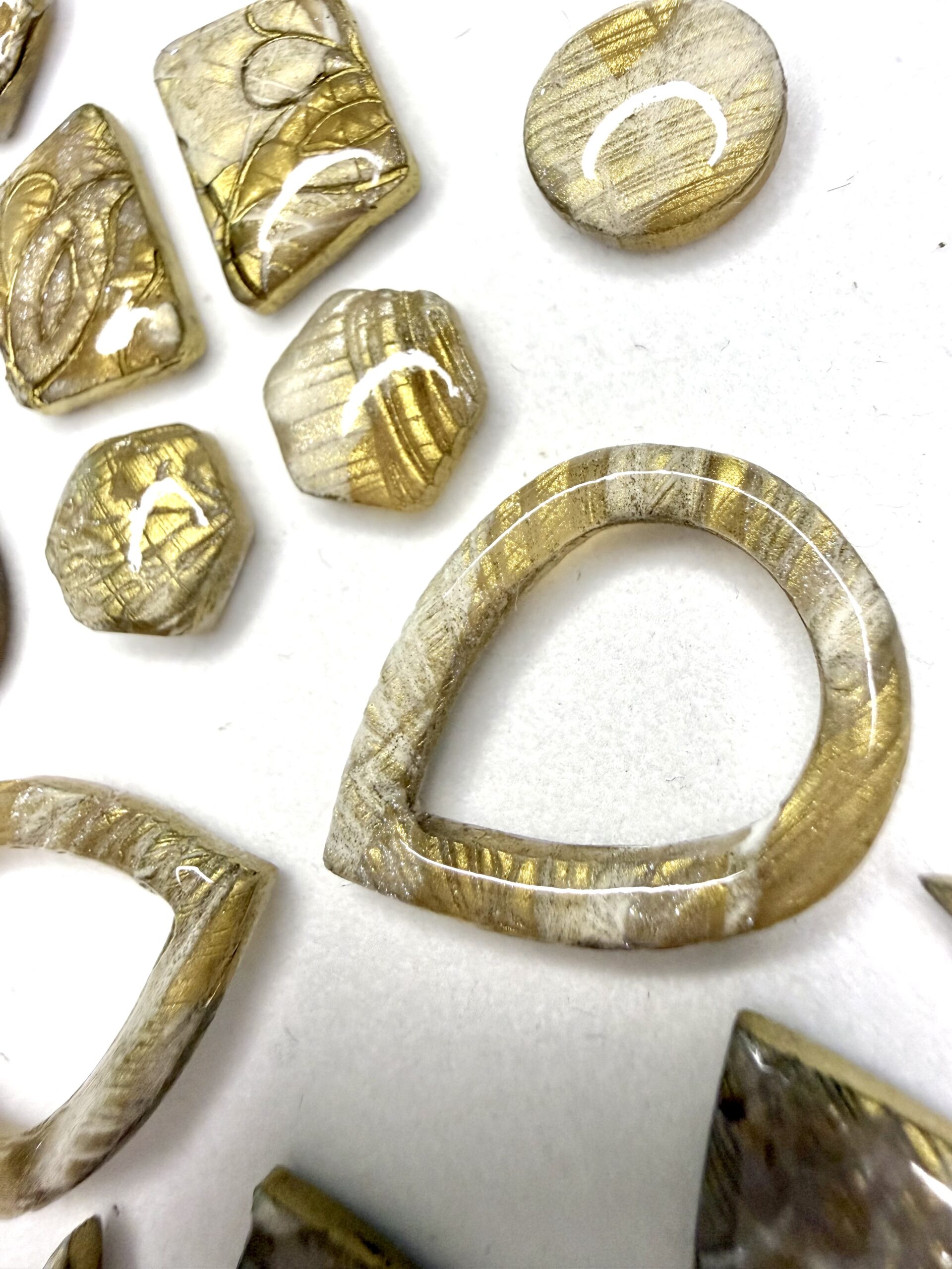 Golden Brushed Floral Cabochons - Image 4